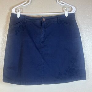 Croft & Barrow Skort Size 12 Mallard Navy Classic Fit Embroidery Pockets Stretch